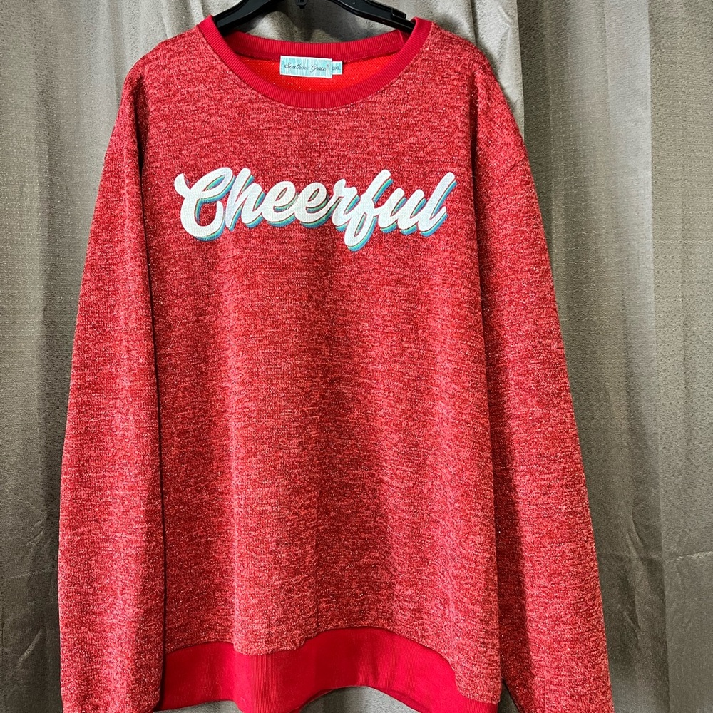 Southern Grace Cheerful Glitter Lightweight Sweatshirt